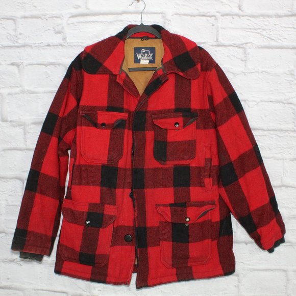 Woolrich Other - Vintage! Woolrich Red Flannel Button-Down Lined Wool Jacket Size 44